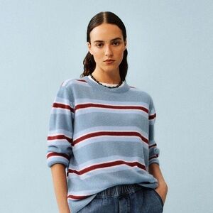 Reformation Cashmere Boyfriend Blue and Red Striped Sweater